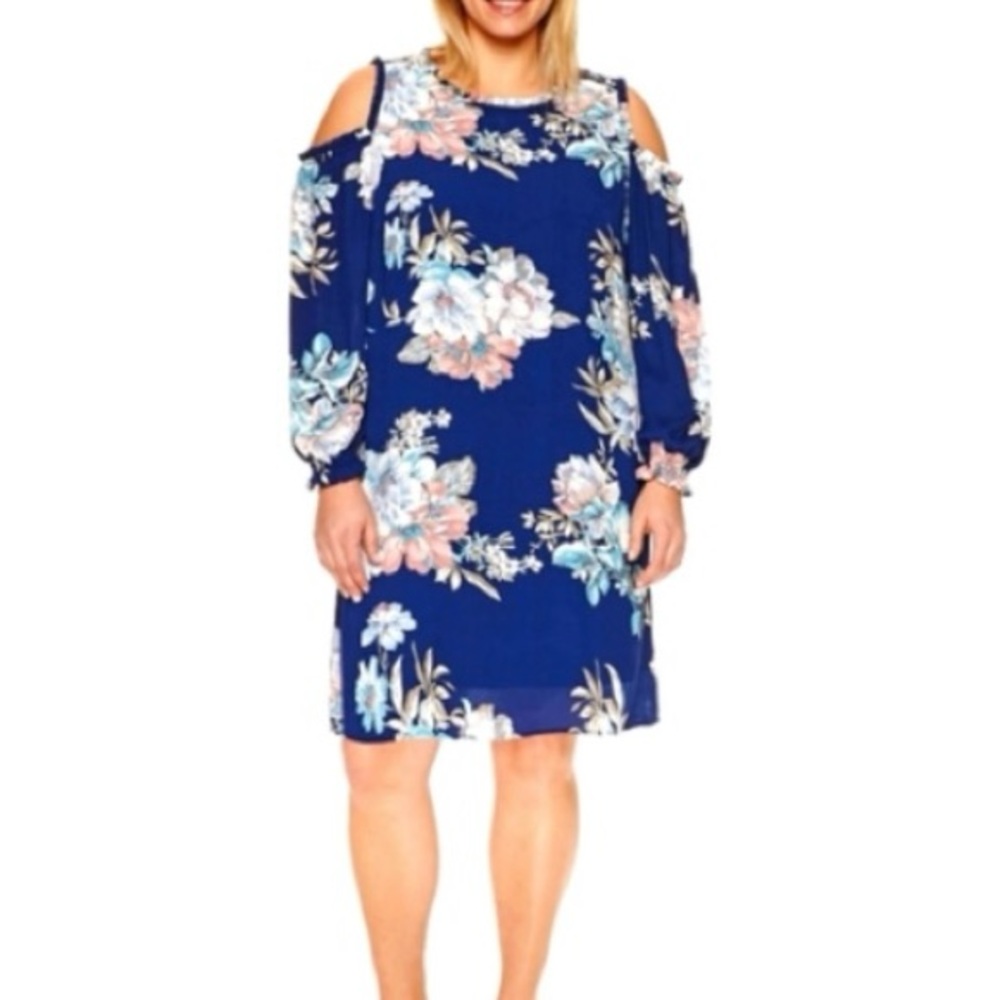 AVENUE Floral Cold Shoulder Sheath Dress Sz 26/28